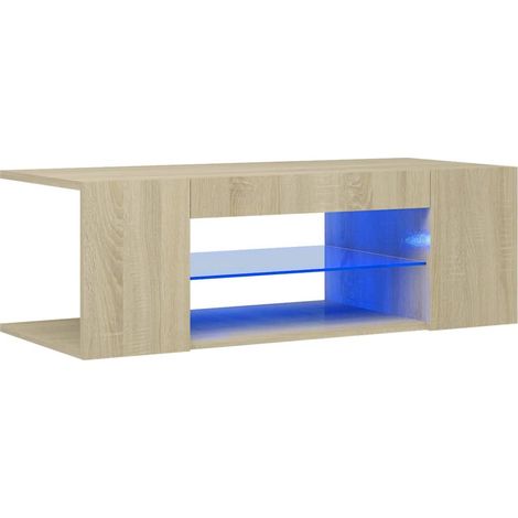 Meuble TV avec lumières LED Chêne Sonoma 90x39x30 (1/5)
