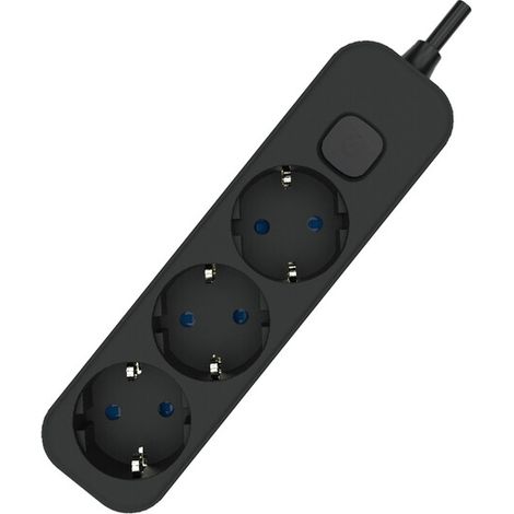 Regleta de Superficie 3 Enchufes con Interruptor y Cable 1,5 m – Blanco o Negro