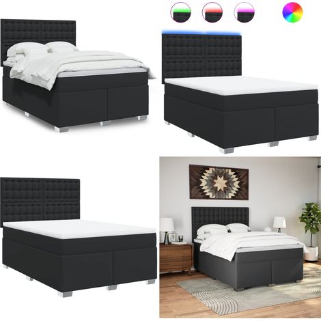 vidaXL Boxspringbett mit Matratze Schwarz 140x200 cm Kunstleder (1/5)