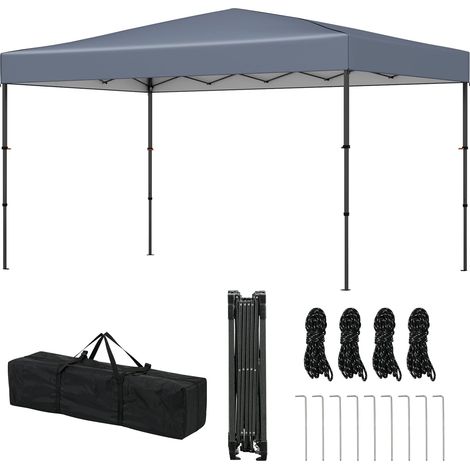 GOPLUS Tonnelle de Jardin Exterieur Impermeable Pliante, Tente de Réception avec Toit Argenté, Abri Solaire Réglable en Hauteur, Sac Transport (2,25x3,65MGris)