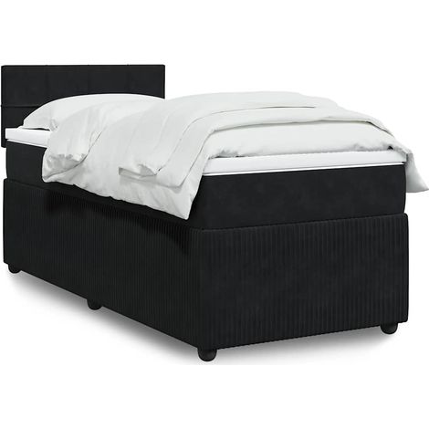 Boxspringbett mit Matratze Schwarz 80x200 cm Samt