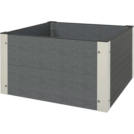 Carré Potager Surélevé 60x60x30 cm Bac à Plantes en Bois Plastique Fond Ouvert pour Balcon Terrasse Jardin (1/5)