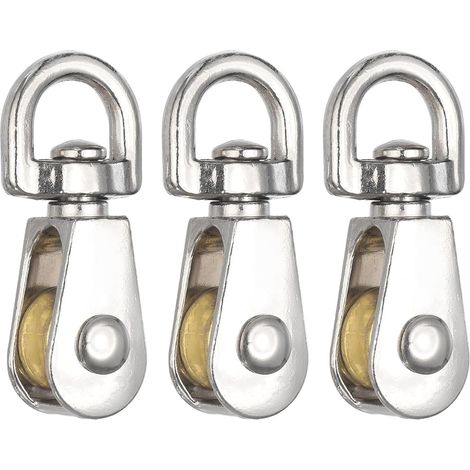 Poulie simple (charge 500 kg) (3 pièces), roue pivotante robuste en alliage de zinc, poulie fixe de levage pour câble métallique, équipement de gym, corde à linge (1/5)