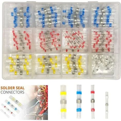 200 Pièces Connecteurs de Câble Isolés – 4 Tailles (26-10 AWG) – Gaine Thermorétractable Étanche – pour Voiture et Moto (1/5)