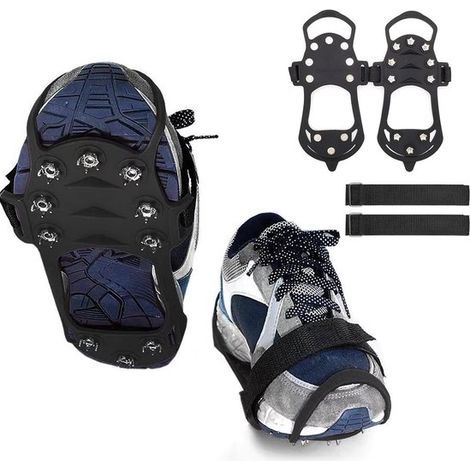 Cubrezapatillas antideslizantes，crampones de 10 dientes，crampones con agarre para hielo y correas，aptos para montañismo，trekking y jogging (1/5)