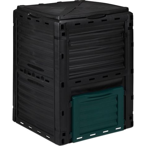 Composter da giardino chiuso 230 l sistema a incastro per rifiuti verdi e da cucina in plastica nera 130011175