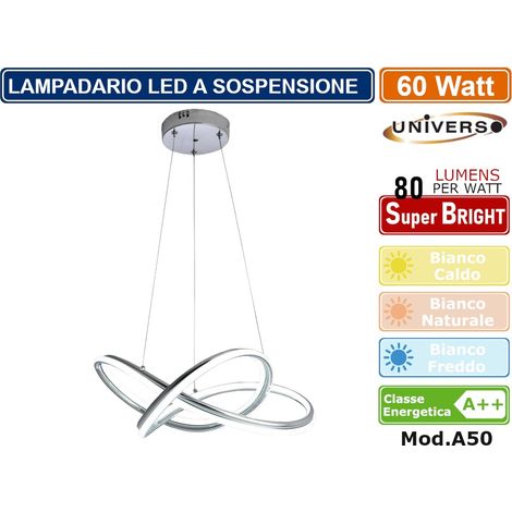 Lampadario sospeso led intrecciato 60w argento design moderno pendente  luce fredda (1/3)