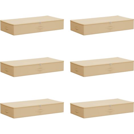 Storage Box 6 pcs Cream 100 x 50 x 18 cm Non-woven fabric vidaXL