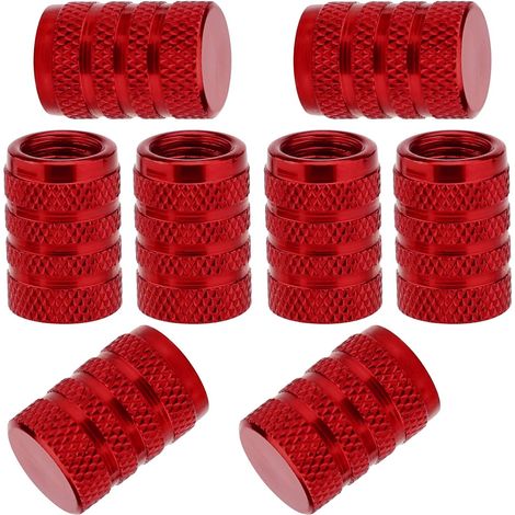 APEX Lot de 8 bouchons de valve de pneu, bouchons universels en aluminium avec joint torique en caoutchouc, protection anti-poussière (1/5)