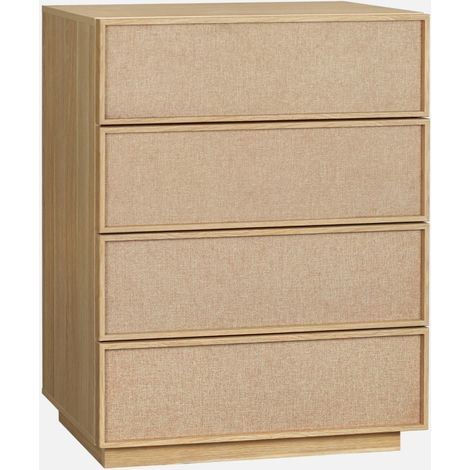 Cassettiera decorativa in legno e tessuto con 4 cassetti (1/5)