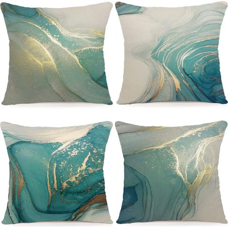 Kindfiber OÜ-Housse Coussin 45x45 Lot de 4 Housses de Coussin Canapé Coussins Décoratifs Motif Géométrique Lot de Coussin Canapé en Lin pour Canapé Salon (1/5)
