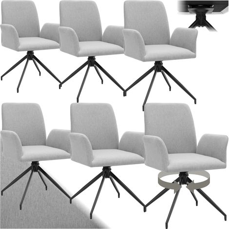 Lot 6 fauteuils pivotants 360° rembourrés tissu robuste gris clair (1/5)