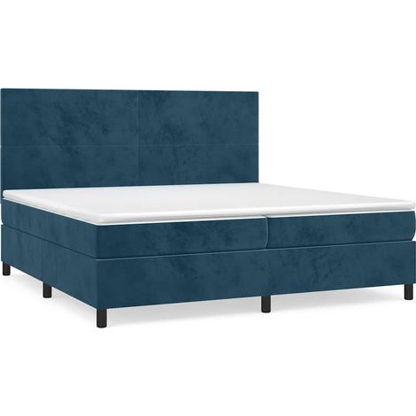 Maison Exclusive - Giroletto a Molle con Materasso Blu Scuro 200x200 cm in Velluto