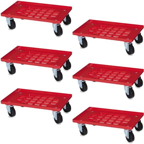 BRB Lot de 6 roulettes en plastique noir pour conteneurs de 600 x 400 mm Trgkf 250 kg