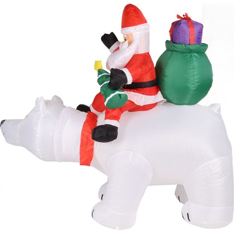 Décoration Père Noël Ours Polaire en polyester lumineux LED gonflable pour Noël, idéal pour les fêtes de jardin, prise UE 220-240V (1/5)