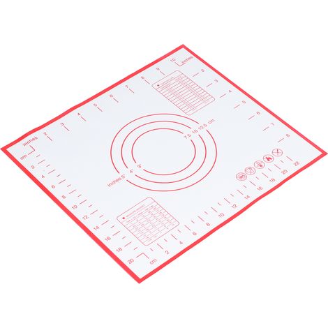 Tapis de cuisson en silicone antidérapant et résistant à la chaleur, avec graduation, pour la cuisine (29 x 26 cm, rouge). (1/5)