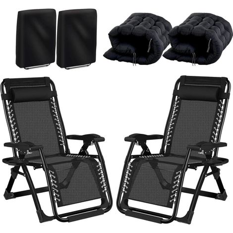 Sonnenliege Rückenlehne Kissen 83cm Breit 2er Set Schwarz (1/5)