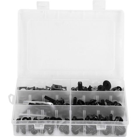 Motorcycle fairing bolt kit, 173 pieces, windshield body screws, hardware nuts for motorcycle, black (1/5)