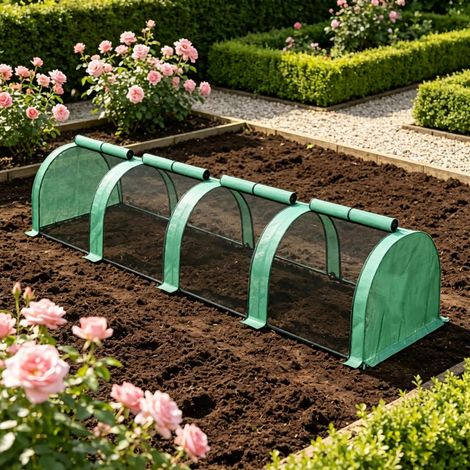 Mini serra da giardino, serra per pomodori, struttura in acciaio, pellicola in PE resistente ai raggi UV, 4 porte avvolgibili con cerniera (1/5)