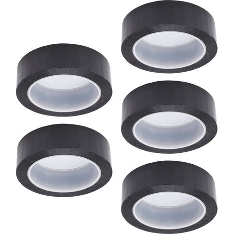 Lot de 5 rubans adhésifs en film polyester noir, résistants aux hautes températures, isolants et ignifuges. (1/5)