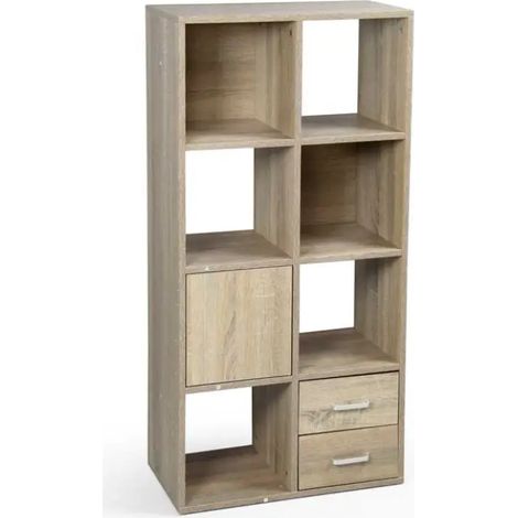 Modulare Bücherregal Gaia 60 x 30 x 120 cm in Eiche mit 8 Fächern