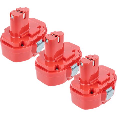 vhbw 3x batteria compatibile con Makita JR180DWA, JR180DWB, JR180DWAE, JR180DWD, JR180DWBE, JR180DWDE utensile elettrico (3000 mAh, NiMH, 18 V)