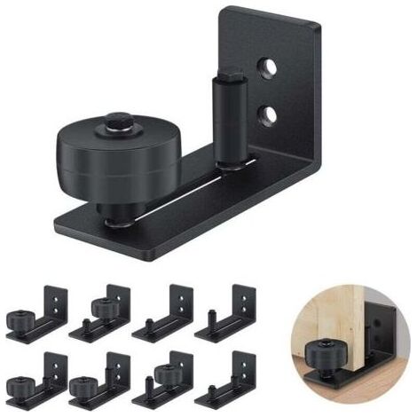 1pcs Guide de Porte Coulissante Robuste en Acier-au Carbone Noir-Rouleau Réglable-Système de Fixation Murale (1/5)