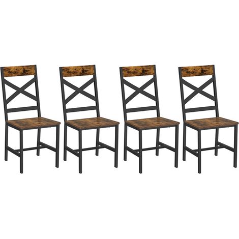 Chaises de salle à manger lot de 4 sièges de cuisine cadre en acier ergonomique style industriel pour salon cuisine marron (1/5)