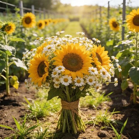 Garden Seed Set – 500 Sunflower + 2000 Chamomile, Ideal for Flower Beds, Borders & Home Bouquets, Non-GMO (1/5)