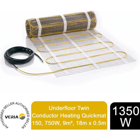 Veria Underfloor Twin Conductor Heating Quickmat 150, 1350W,230V, 9m²,18m x 0.5m (1/3)