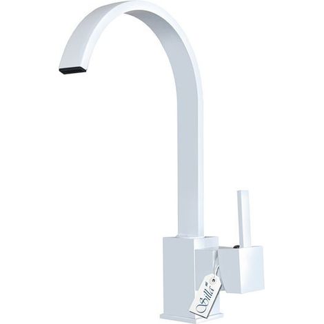 Grifo lavabo caño alto monomando, Blanco (1/3)