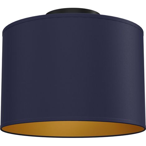 Plafonnier minimaliste Arden en tissu bleu marine et doré, 1x E27, 15W (1/2)