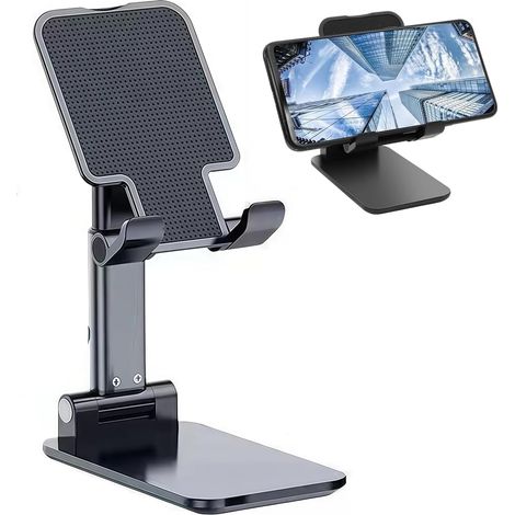 Support de téléphone pliable et réglable, compatible avec les écrans portables, tablettes et iPad (noir)