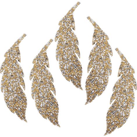 Lot de 5 strass feuilles dorés autocollants DIY vêtements téléphone déco accessoires (1/5)