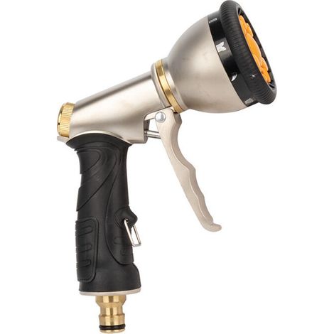 Pistolet arrosage métal 9 modes avec 4 raccords cuivre, pulvérisateur tuyau jardin réglable (1/4)