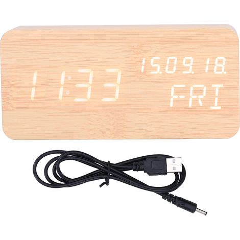 Qcwwy Réveil Silencieux Abs Bambou et Lampe Blanche pour (1/5)