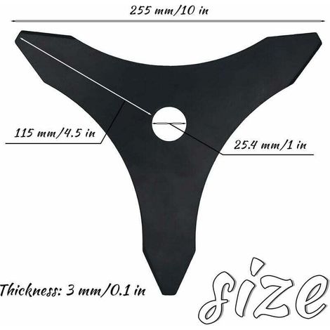 Lama a 3 denti Bardusch, lama per decespugliatore Romble, dischi per decespugliatore, testine per decespugliatore, accessori per tosaerba, 25,4 x 255 mm (1/3)