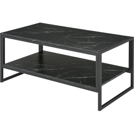 Tavolino Rettangolare da Caffè 106x50x47 cm Nero Effetto Marmo (1/5)