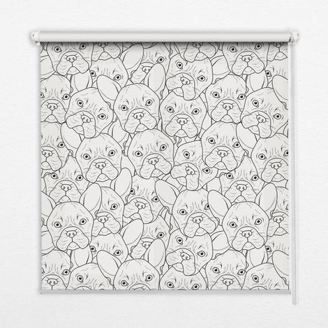 Innenrollo Fensterrollo - Rollo ohne Bohren - Sichtschutzrollo - Lichtdurchlässiges Rollo - Rechteckiges - Rollo - (70 cm x 140 cm) - Gezeichnete Hunde