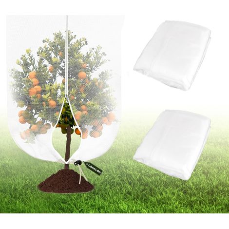 2 Filets pour Arbres Fruitiers 1,8 x 1,8 m avec Fermeture Éclair et Cordon, Filet Anti-Insectes Maille Fine, Protection des Plantes
