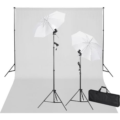 Kit de studio avec toile de fond blanche 600x300 cm et lumières (1/5)