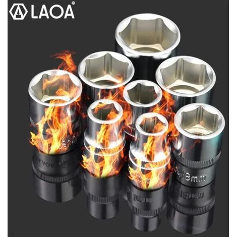 Clé à douille hexagonale 1/2″ (8–17 mm), tête 12,5 mm, jeu de 10 pièces pour cliquet et clé dynamométrique (1/4)