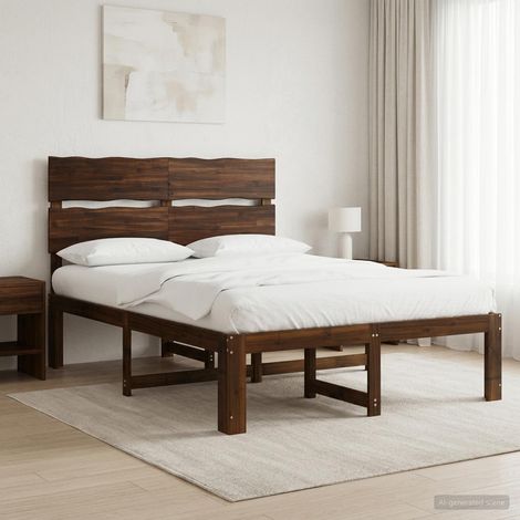 vidaXL Cama doble con cabecero ROSTOCK Marrón Oscuro 140 x 190 cm (1/5)