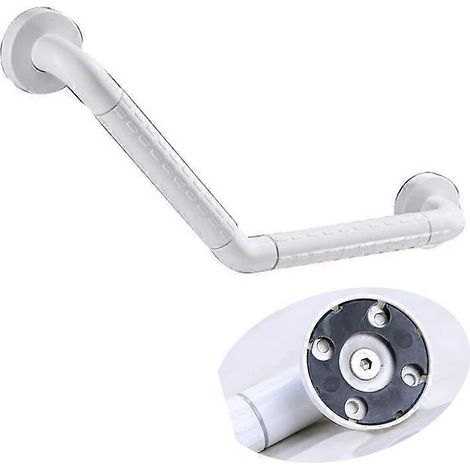 Barre d'appui de douche blanche avec revêtement antidérapant texturé pour la sécurité de la baignoire et des toilettes (1/5)