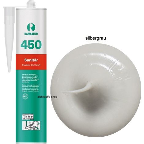 Ramsauer 450 Sanitär Silikon Fugen Dichtstoff 310ml Kartusche silbergrau
