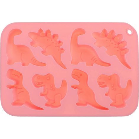 Silikonform in Dinosaurierform, Backform, Tablett, DIY-Backwerkzeug für Schokoladenkuchen und Desserts – 18,80 x 12,50 x 2,30 cm – Rosa (1/4)