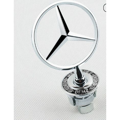 Originales Mercedes-Benz Sternemblem auf der Motorhaube, Emblem auf der vorderen Motorhaube, silber, roggenfarben. (1/5)