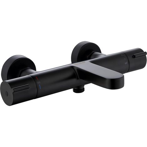 Robinet de baignoire thermostatique pour douche et baignoire Robinet mitigeur mural (noir) (1/5)