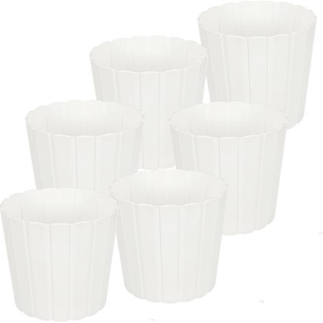 Kunststoff-Blumentopf für Blumen und Kräuter auf dem Balkon oder der Terrasse, Weiß, 20 cm, 6 Stück.