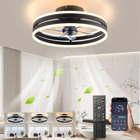 Ventilateur de plafond LED 40 cm avec télécommande et appli – 6 vitesses, lumière réglable 3000–6000 K, minuterie intégrée (1/5)